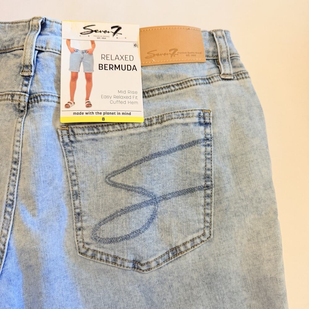 Seven7 Women's Relaxed Bermuda Jean Shorts Sz 8 Cuffed Hem Blue NWT (A0127) - Picture 5 of 8